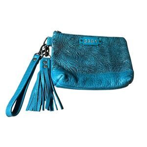 Jenny N. Design | Pebbled Leather Wristlet w/Tassel Moss Green Gold
